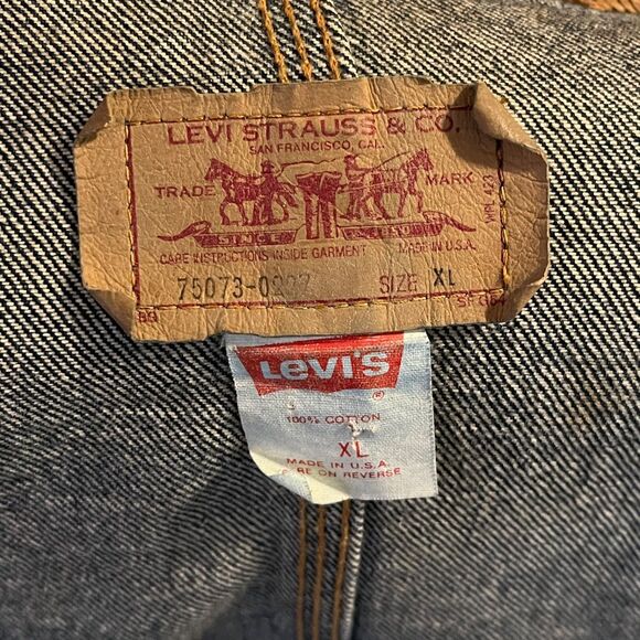 LEVIS Vintage 80s Mens Made In USA Denim Corduroy Trucker Jacket XL EUC - Picture 7 of 11